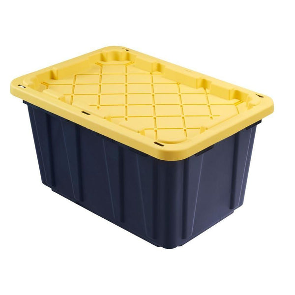 27 Gallon Storage Tote (Black box with yellow lid)